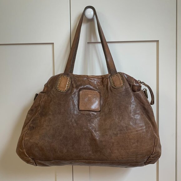 Campomaggi Brown Leather Studded Hand Bag - Picture 2 of 9